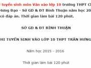 Đề thi tuyển sinh vào 10 môn Văn THPT chuyên Trần Hưng Đạo năm học 2015 – 2016