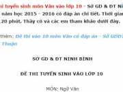 Thi tuyển sinh vào lớp 10 Ngữ Văn Sở GD & ĐT Ninh Bình năm 2015 – 2016 có đáp án