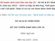 Đề vào lớp 10 môn Văn Sở GD & ĐT Vĩnh Phúc có đáp án năm 2015 – 2016