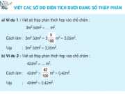 Giải bài 1,2,3 trang 47 Toán 5 tiết 43 Viết các số đo diện tích dưới dạng STP