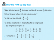 Tiết 118 Toán 4: Phép trừ phân số (tiếp theo)