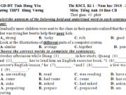 Thi học kì 1 lớp 10 môn Anh THPT Hùng Vương 2018 Which sentence below is not correct?