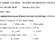 Đề kì 1 lớp 5 môn Toán năm 2018 Tính chu vi hình chữ nhật