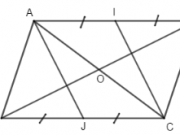 Đề kiểm tra 45 phút Chương 1 Hình học 8 Tứ giác: Chứng tỏ O là trung điểm của đoạn IJ