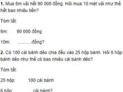 Bài 1, 2, 3, 4 trang 21 Vở bài tập Toán lớp 5 tập 1: Có 100 cái bánh dẻo chia đều vào 25 hộp bánh. Hỏi 6 hộp bánh dẻo như thế có bao nhiêu cái bánh dẻo?