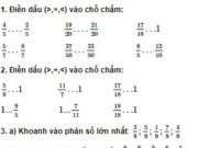 Bài 1, 2, 3, 4, 5 trang 27, 28 Vở BT Toán 4 tập 2: Nêu cách so sánh hai phân số 5/6 và 6/5 (theo mẫu)