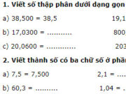 Bài 1, 2, 3, 4 trang 48 Vở bài tập Toán lớp 5 tập 1: Viết thành số có ba chữ số ở phần thập phân (theo mẫu)