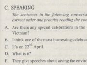 Speaking – Unit 8 trang 61 SBT Anh lớp 11: Put the sentence in the correct order and practise reading the conversation.
