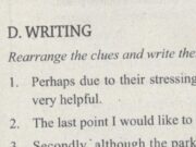 Writing- Unit 9 Trang 69 SBT Anh lớp 11: Rearrange the clues and write them in the blank to complete the letter below.