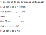 Bài 1, 2, 3, 4 trang 83 VBT Toán 5 tập 2: Viết số thập phân thích hợp vào chỗ chấm 