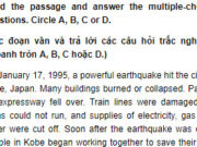 Câu 10 Unit 9 Trang 94 SBT môn Tiếng Anh lớp 9: On January 17, 1995, a powerful earthquake hit the city of Kobe, Japan. Many buildings burned or collapsed