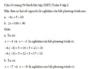 Bài 34, 35, 36 trang 54, 55 SBT Toán 8 tập 2: Viết thành bất phương trình và chỉ ra hai nghiệm