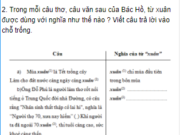 Luyện từ và câu – Luyện tập về từ nhiều nghĩa trang 52, 53 Vở bài tập Tiếng Việt lớp 5 tập 1: Trong mỗi câu thơ, câu văn sau của Bác Hồ, từ xuân được dùng với nghĩa như thế nào ? Viết câu trả lời vào chỗ trống