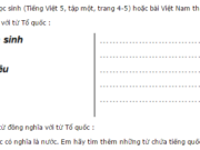 Luyện từ và câu – Mở rộng vốn từ : Tổ quốc trang 9, 10 Vở BT Tiếng Việt 5 tập 1: Trong từ Tổ quốc, tiếng quốc có nghĩa là nước. Em hãy tìm thêm những từ chứa tiếng quốc