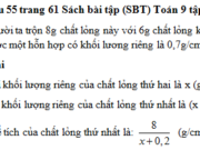 Bài 55, 56, 57, 58 trang 61 SBT Toán 9 tập 2: Quãng đường Thanh Hóa – Hà Nội dài 150km… Tính vận tốc của ô tô lúc về