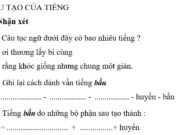 Luyện từ và câu – Cấu tạo của tiếng trang 3 Vở bài tập Tiếng Việt 4 tập 1: Tiếng bầu do những bộ phận sau tạo thành : tiếng “bầu” do âm đầu, vần và thanh tạo thành