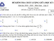 Đề thi giữa học kì 1 môn Toán lớp 11 – THPT Lương Thế Vinh 2019: Cho tứ diện ABCD , M N, lần lượt là các điểm nằm trong tam giác ABD ACD , , thiết diện của hình tứ diện với mặt phẳng (DMN) là hình gì?