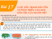 Bài 17: Cuộc đấu tranh bảo tồn và phát triển văn hóa dân tộc của người Việt trang 77, 78, 79 Lịch sử lớp 6