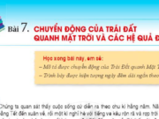 Giải Địa lí 6 Bài 7. Chuyển động của Trái Đất quanh Mặt Trời và các hệ quả địa lí