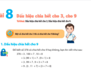 Bài 8: Dấu hiệu chia hết cho 3, cho 9 trang 26, 27 Toán lớp 6 tập 1 CTST