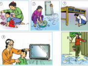 Language Focus – Unit 7 trang 63 Sách Anh lớp 9: Complete the sentences. Use the right tense form of the phrasal verbs in the box and the pictures. 