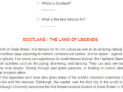 Skills 1 – Unit 8 – SGK Tiếng Anh 8 thí điểm: Talk about the thing(s) you like most about Scotland. Give reasons.