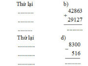 Bài 1, 2, 3 trang 37 Vở BT Toán 4 tập 1: Một ô tô giờ thứ nhất chạy được 42 640m, giờ thứ hai chạy được ít hơn giờ thứ nhất 6280. Hỏi trong hai giờ ô tô chạy được tất cả bao nhiêu ki-lô-mét