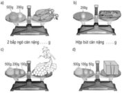 Bài 1, 2, 3, 4, 5 trang 73 VBT Toán lớp 3 tập 1: Mỗi chiếc bánh nướng cân nặng 150g. Hỏi 4 chiếc bánh nướng như thế cân nặng bao nhiêu gam