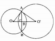 Giải câu 8.1, 8.2, 8.3 trang 170, 171 SBT Toán 9 tập 1: Cho hai đường tròn (O ; 3cm) và (O ; 4cm) có OO’ = 5cm. Tính độ dài dây chung của hai đường tròn