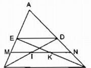 Bài 40, 41, 42, 43 trang 84, 85 SBT Toán 8 tập 1: Chứng minh rằng MI = IK = KN.