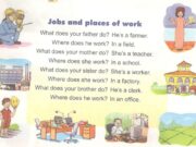 Lesson 3 Unit 12 trang 16 Anh lớp 4 Mới tập 2: Write about the jobs of your family members and where they work.